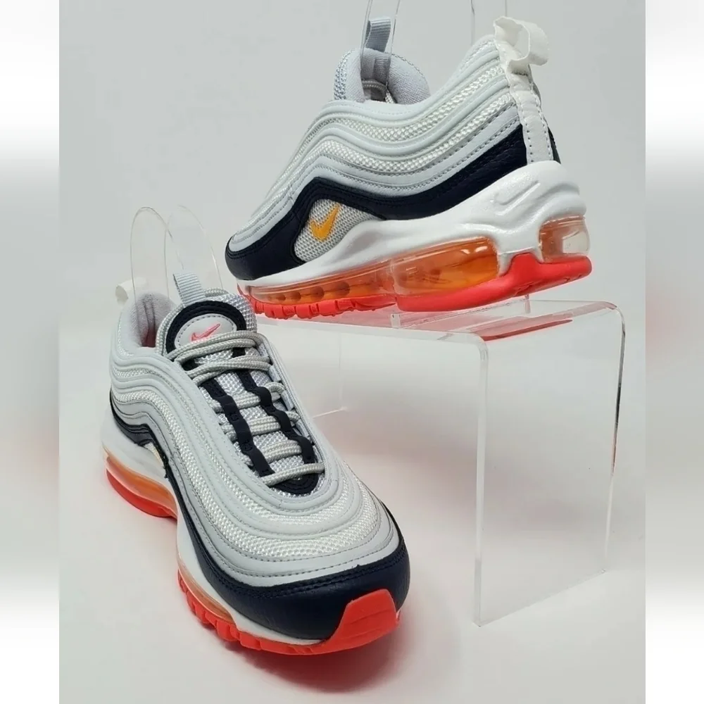 Nike Air Max 97 Women's Pure Platinum Laser Orange Size 5.5  921733-015 New